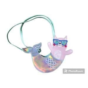 Wonder Nation Girls Cat Mermaid Shoulder Bag Purse Small Chrome Colorful Mer-ow